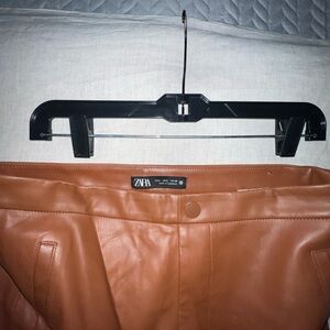 Zara Tan Faux Leather Trousers